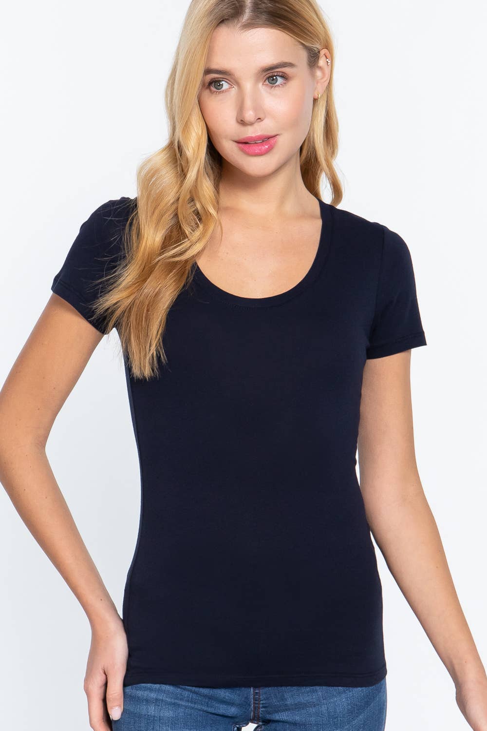 Active Basic | Active USA – Engroshandel T-shirt – til kvinder – Kortærmet top i bomuldstrikot med rund hals46