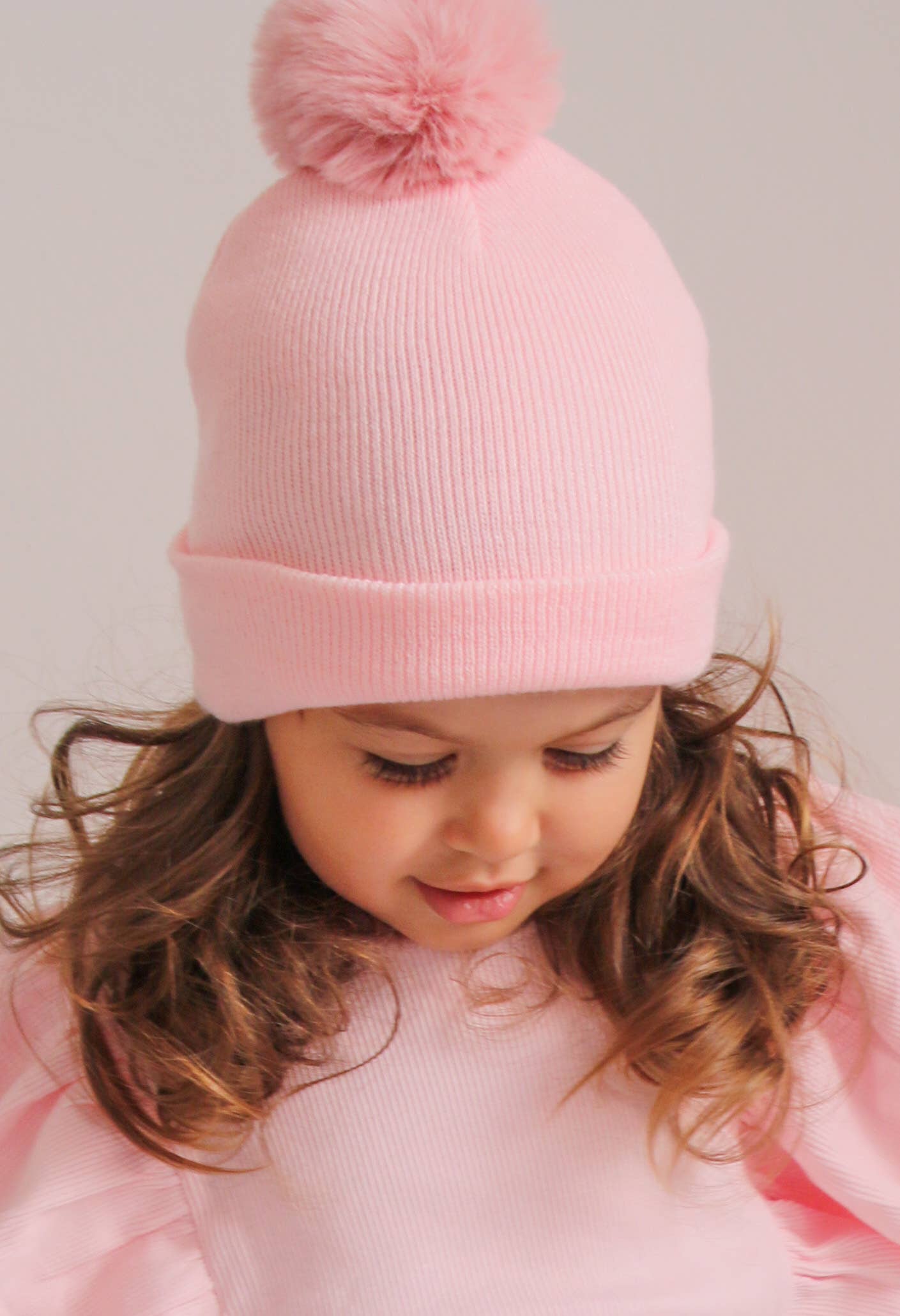 Himmelberg Baby - Vente Bonnet – enfant - Bonnet à pompon simple rose en sucre8