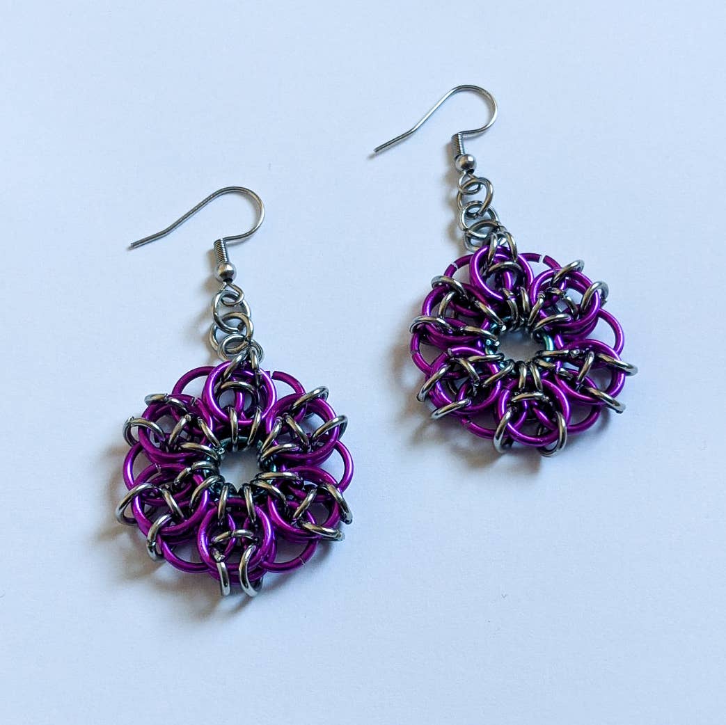 Synthetic Youths - Wholesale Dangle Earrings - Colourful Celtic Flower Chainmaille Earrings2