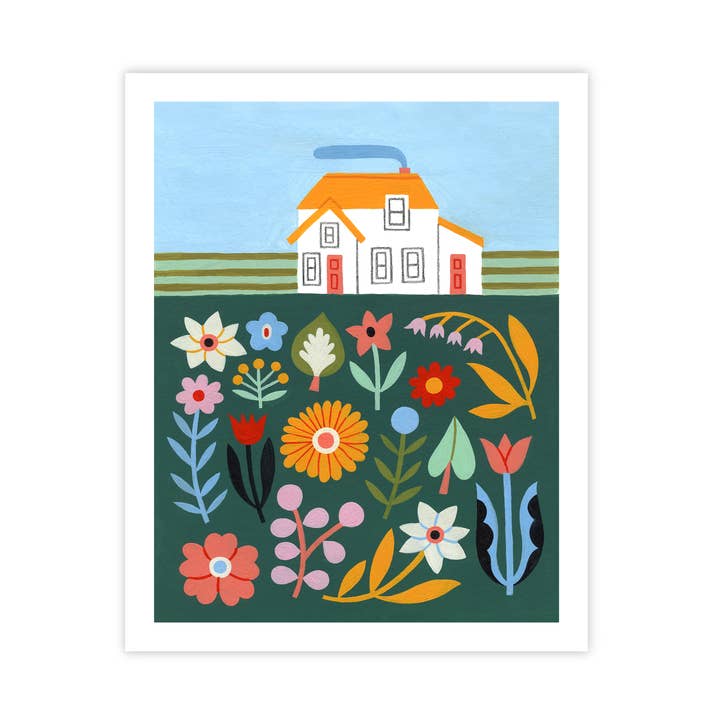 Flower House Print for wholesale by Molly Egan