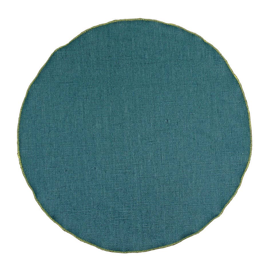 Giardino Segreto – wholesale Placemat – Round placemats in pure RESINATED linen4