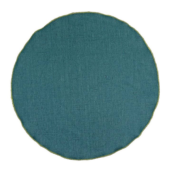 Giardino Segreto - Wholesale Placemat - Round placemats in pure RESINATED linen4