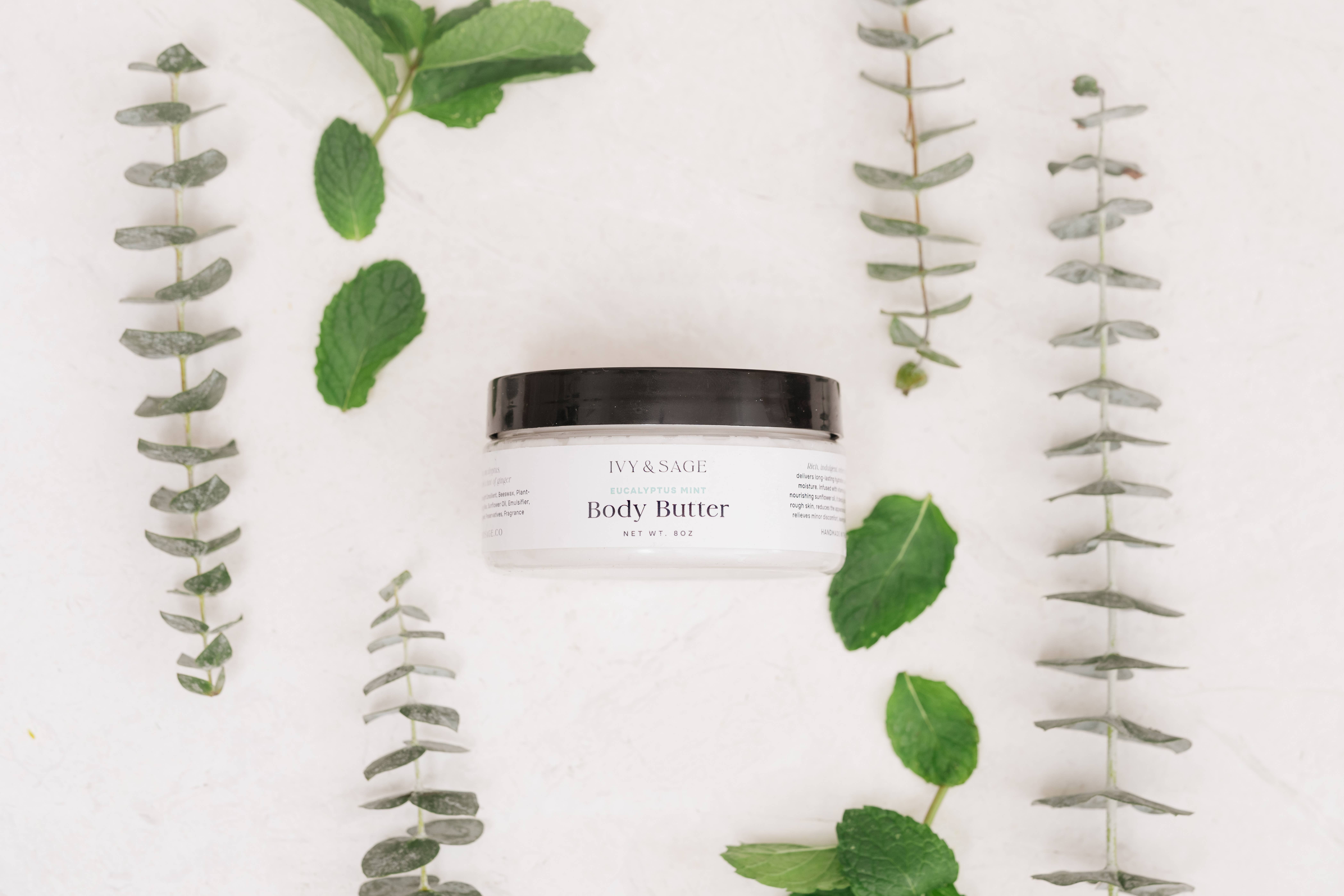 Ivy & Sage Collection – wholesale Body balm/butter – Body Butter – Eucalyptus Mint, Hydrating & Fresh1