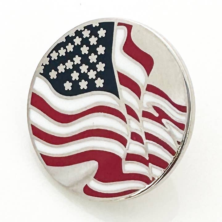 Stars N Stripes Pin in Silver for wholesale by Kinzoku