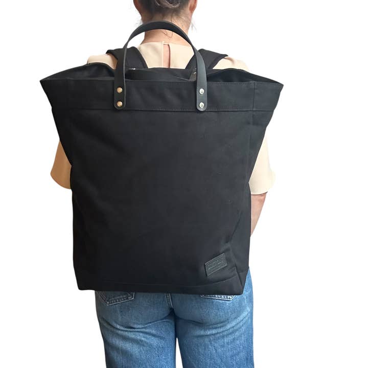 Clovelly backpack - Black - plain cotton canvas for wholesale by Sixton London