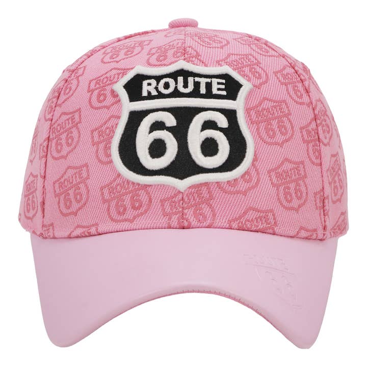 Cap Zone - Wholesale Baseball Cap - Unisex - Route 66 Print Vegan Leather Curved Brim Baseball Cap6