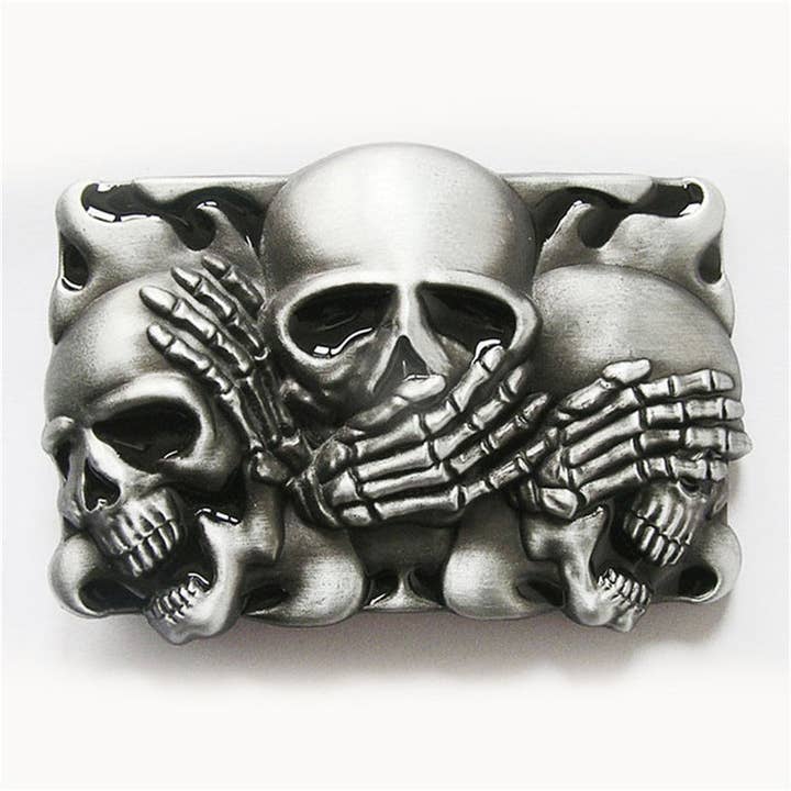 Tourtiwi - Wholesale Belt Buckle - Unisex - Western Style Retro Skulls Belt Buckle