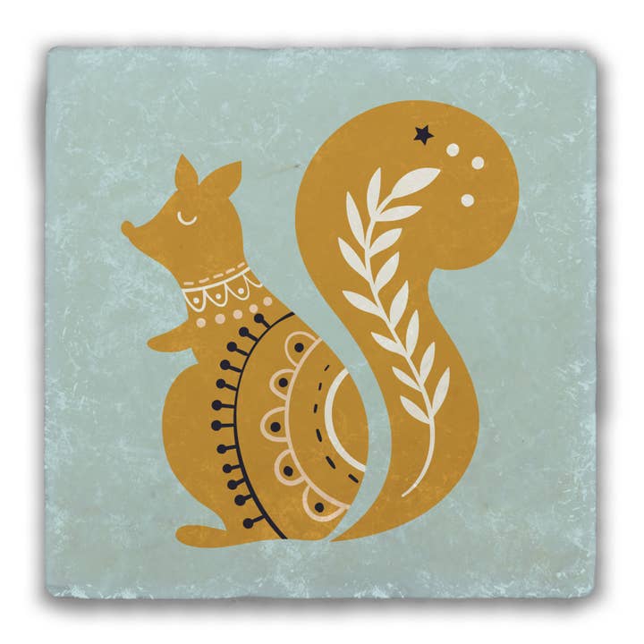 Folk Art Tumbled Stone Coaster #12 for wholesale by Nelson Gifts Wholesale