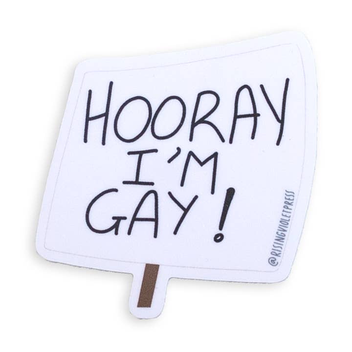 Autocollant Hourra, je suis gay pour la vente par Rising Violet Press