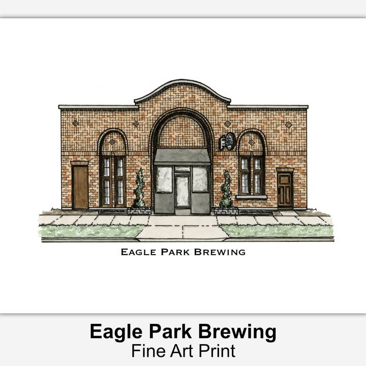 Eagle Park Brewing Watercolor Art Print - Milwaukee Gift for wholesale by Lynndale Print