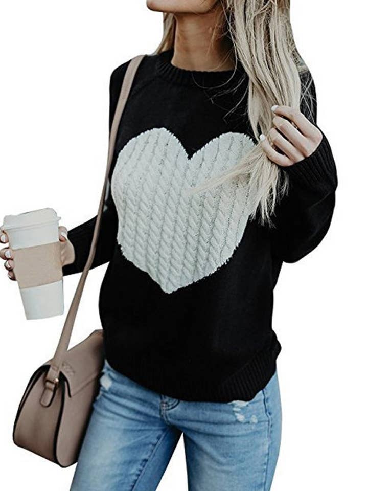 safistyle - Wholesale Knit Sweater - Women's - Knit Sweater with Heart Pattern7