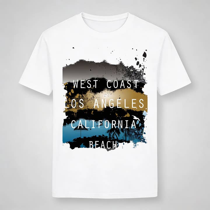 Men's T-shirt with West Coast print for wholesale by Vinto Exclusive