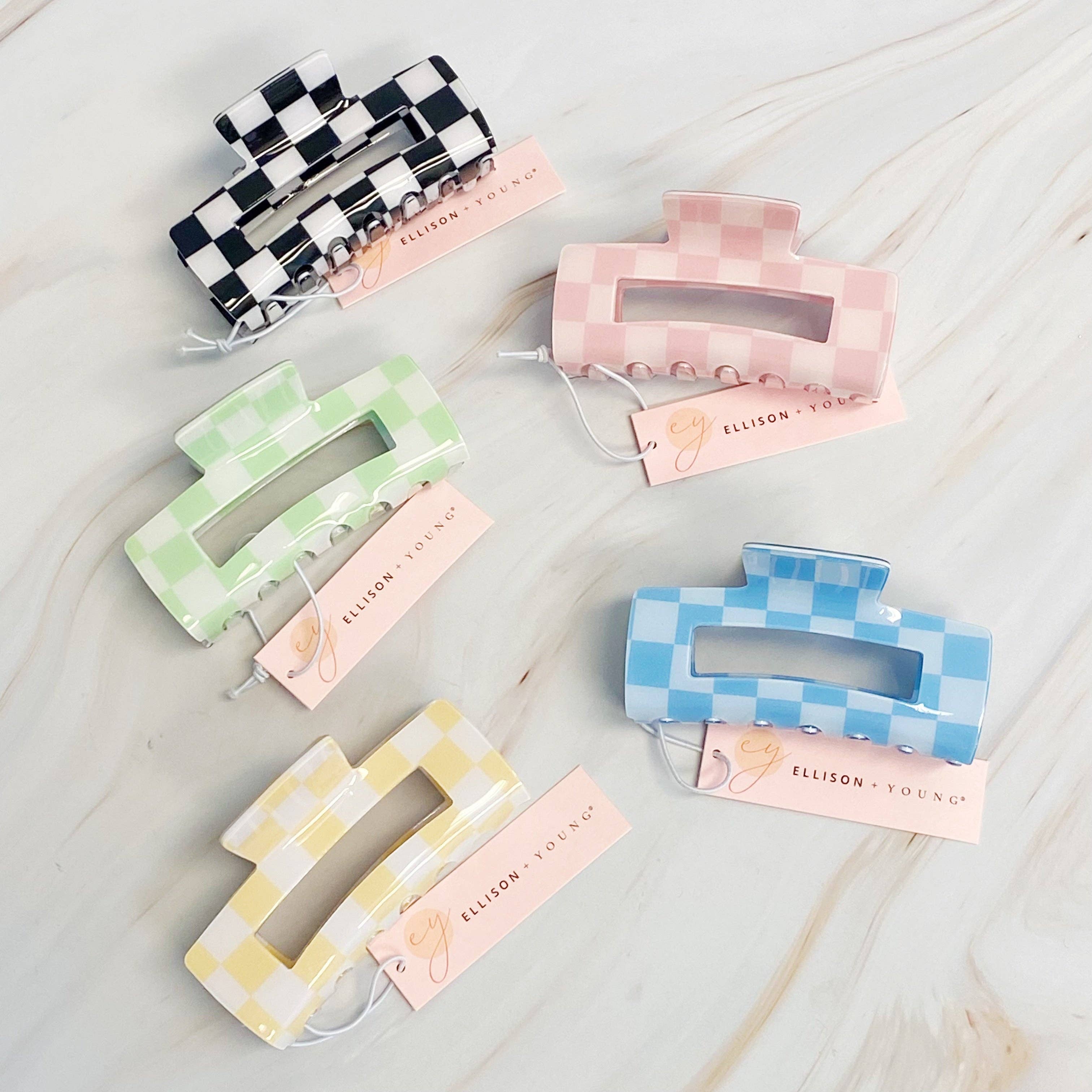 Ellison+Young - Vendita all'ingrosso Fermaglio per capelli - Donna - Pinza per capelli Checker Lovers a motivo scacchiera6