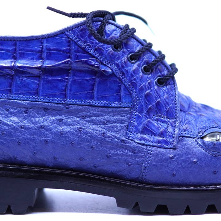 Genuine Royal Blue Crocodile HB & Ostrich 8D With Eyes 12-US Men's for wholesale by Max Leather Inc.