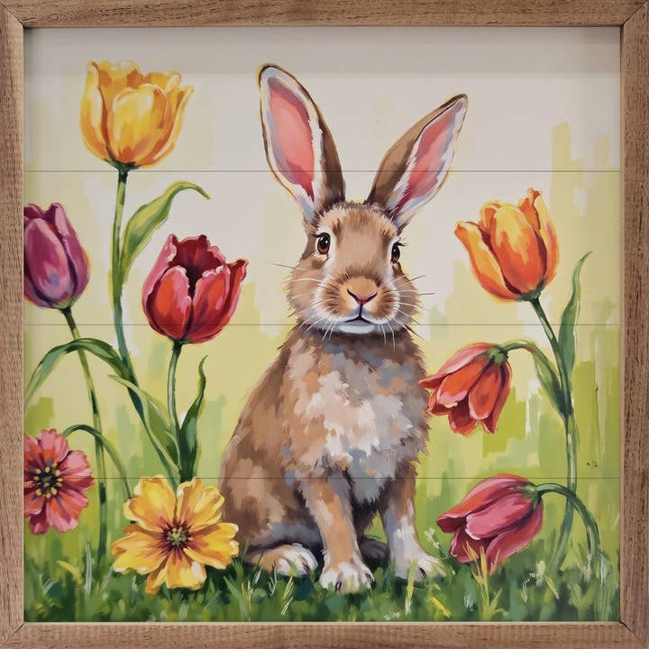 Brown Bunny In Tulips for wholesale by Kendrick Home