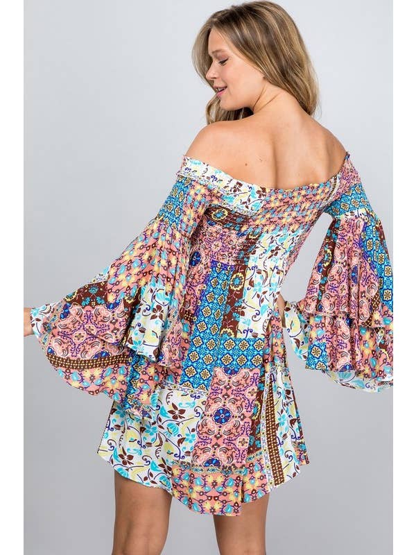 Multi Patch Print Smocked Dress for wholesale on Faire5