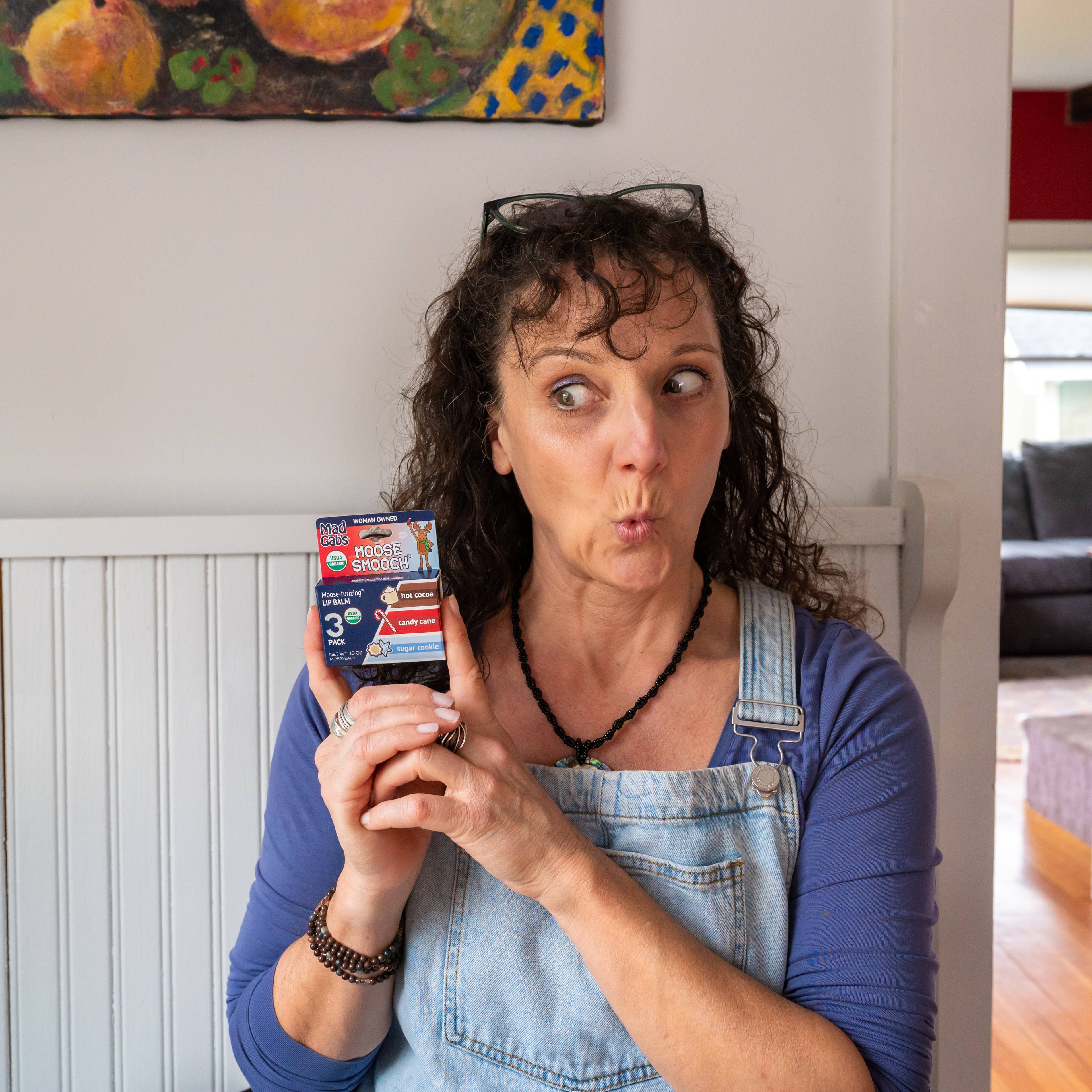 Mad Gab's - Wholesale Lip Balm - NEW ASSORTMENT 3PK Organic Holiday Moose Smooch Lip Balm Peg3