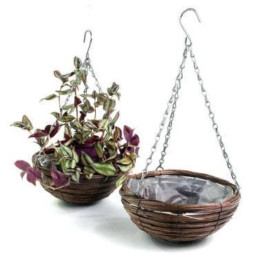 Buhi Imports - Wholesale Hanging Planter - Woodchip Strip Hanging Basket - Stained