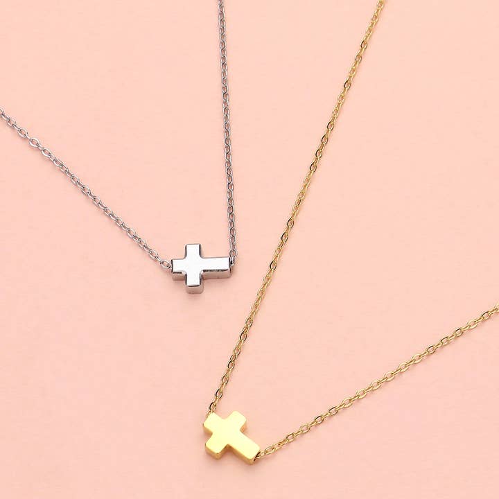 Sensibling Corp. - Wholesale Pendant/Charm Necklace - SECRET BOX_Stainless Steel Mini Cross Pendant Necklace