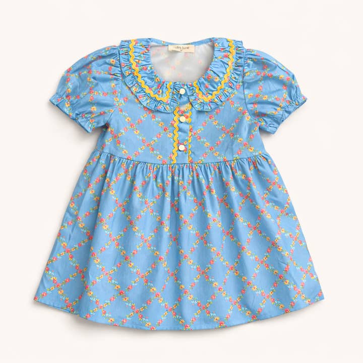 Robe Rick Rack en motif floral aquarelle pour la vente par Nella June