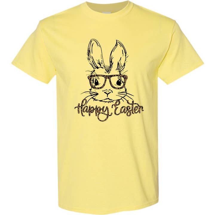 Maglietta per adulti con coniglietto e occhiali di Pasqua felice per la vendita all'ingrosso da parte di Rockin R Apparel