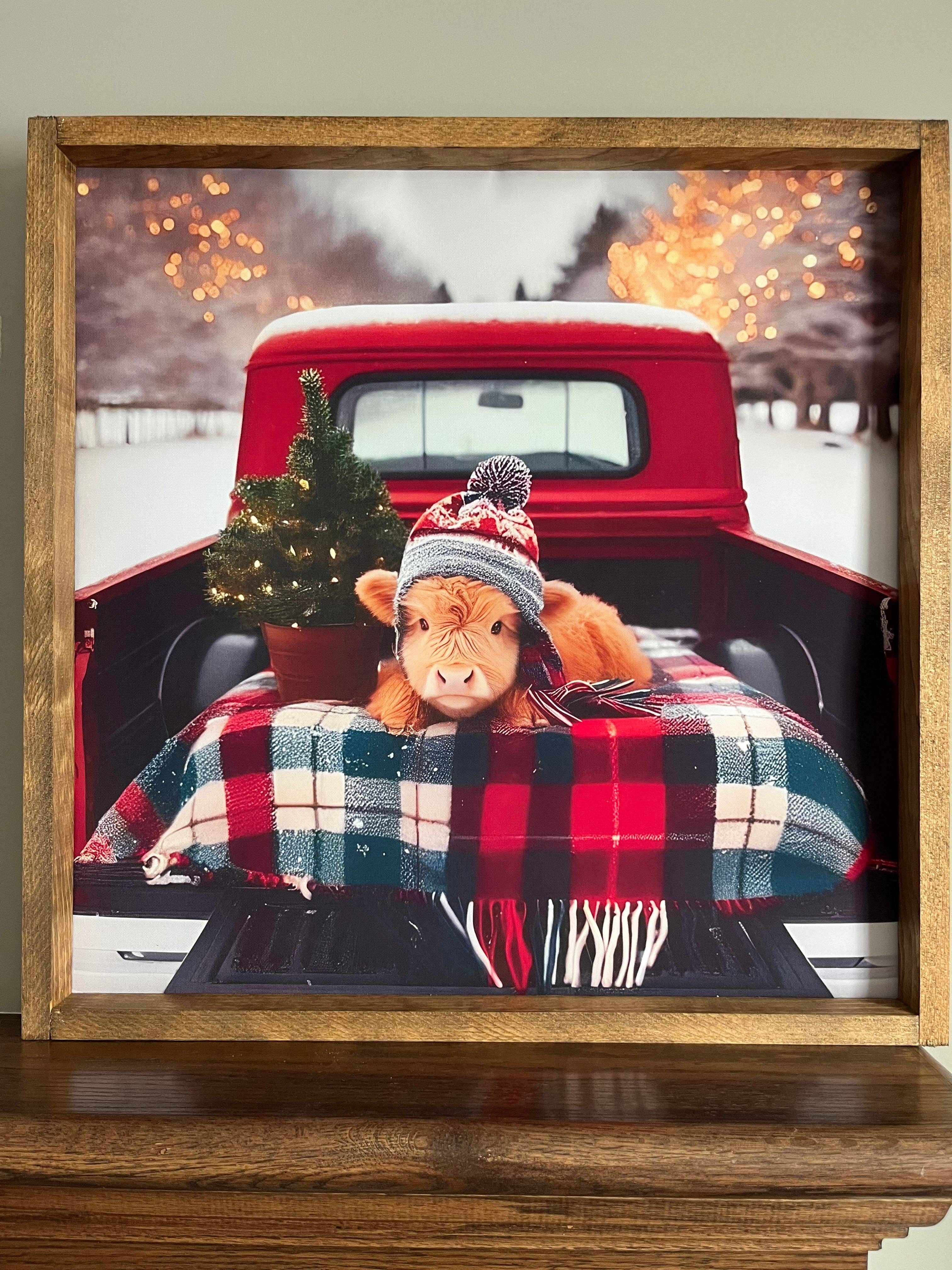 Stir Crazy Signs - Venta al por mayor Decoración de pared - Niños y bebés - Cartel de granja de vacas Highland de noche de invierno1