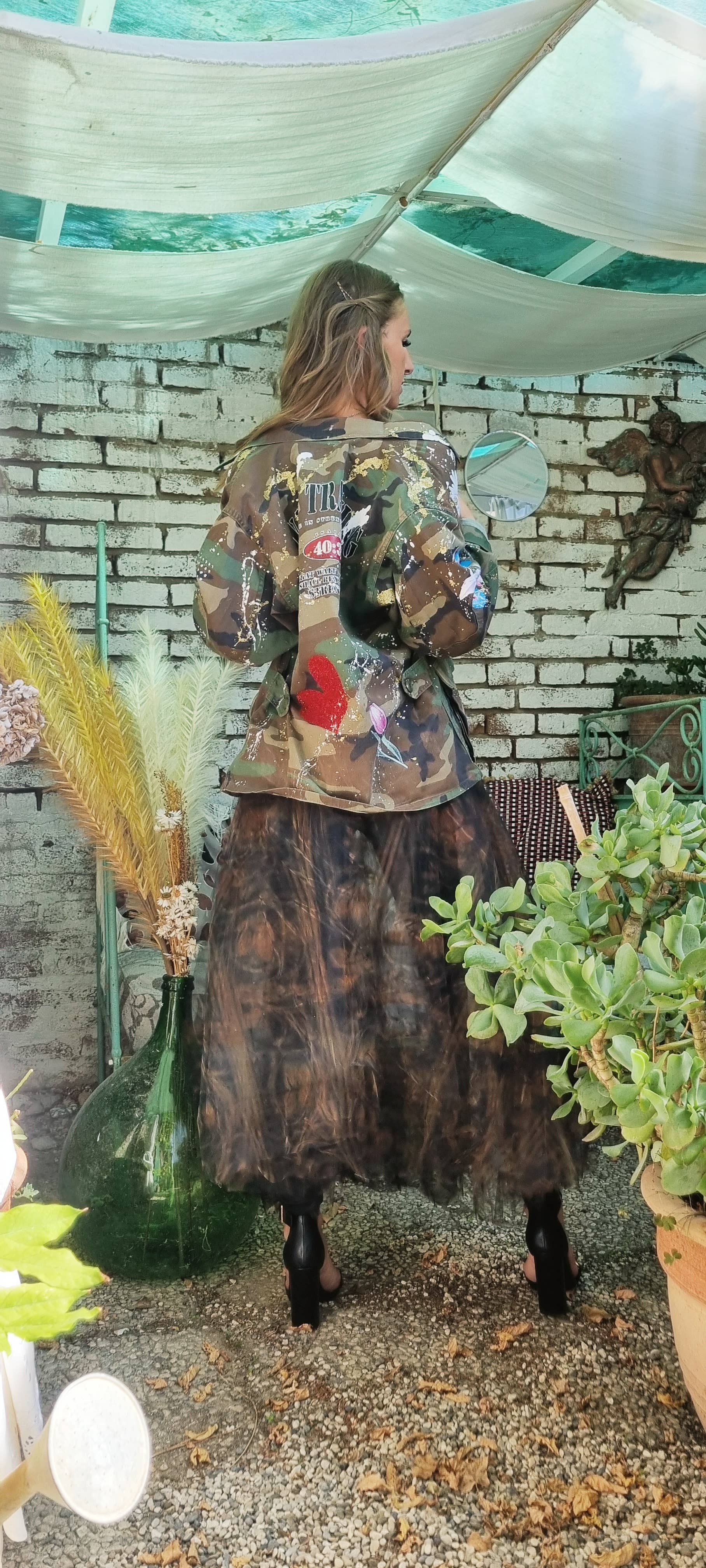 apiedinudinelparco - Wholesale Jacket - Women's - WOODLAND MILITARY JACKET CUSTOM LUXURY UP-CYCLED UNIQUE GLAM8