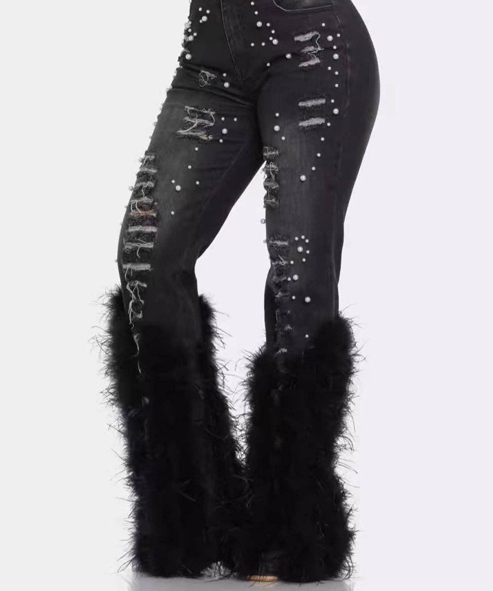 Aria Romance - Wholesale Jeans - Women's - Beaded Fringe Flare Jeans6