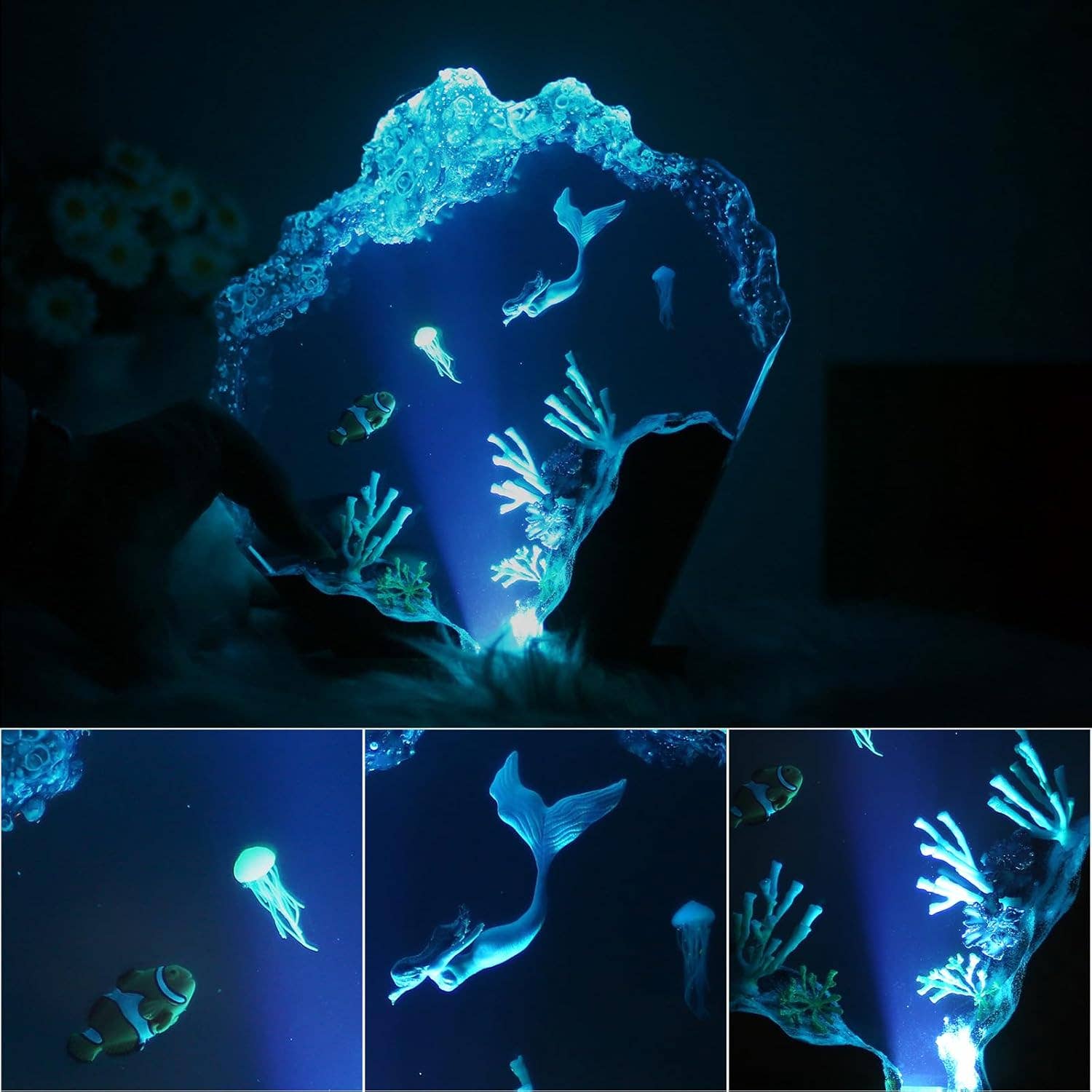 Merchemy - Vendita all'ingrosso Luci notturne - Lampada decorativa notturna in resina epossidica con meduse oceaniche.4