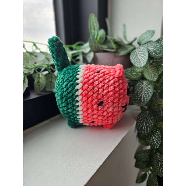 TOMOPOD LLC - Vente Peluche – enfant et bébé - Chat en peluche au crochet, pastèque et fruits, jouet en peluche Amigurumi2
