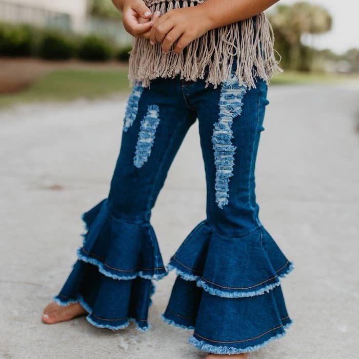 Oopsie Daisy - Wholesale Jeans - Kids - Kids Denim Double Ruffle Jeans0