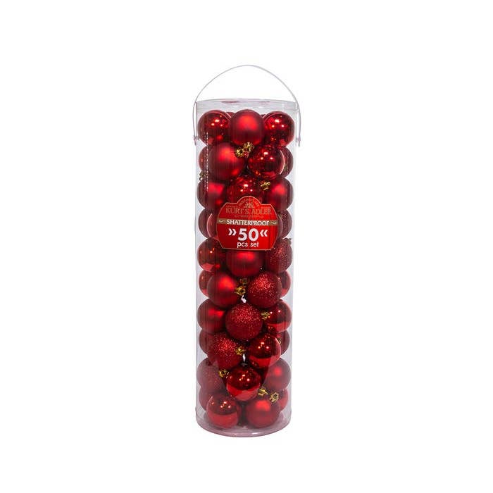 Kurt S. Adler, Inc. - Wholesale Ornament Set - 60MM SHATTERPROOF RED BALLS 50PC2