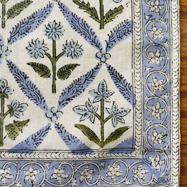 Fabricrush - Wholesale Dinner & Cloth Napkin - Light Steel Blue Printed Cotton Bordered Napkin Home Party5