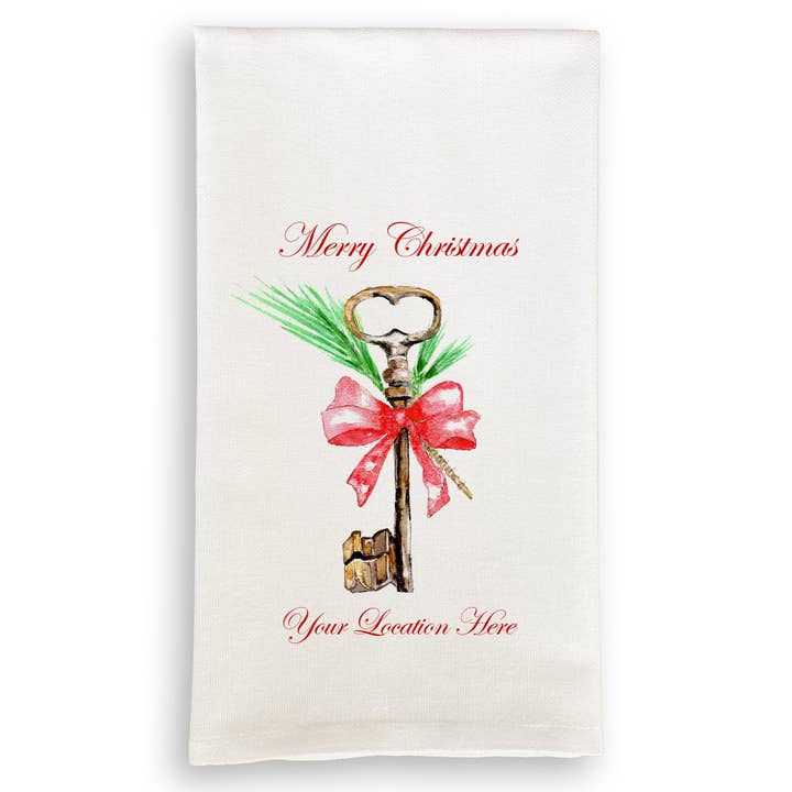 Merry Christmas Key with Red Bow and Location for wholesale by French Graffiti