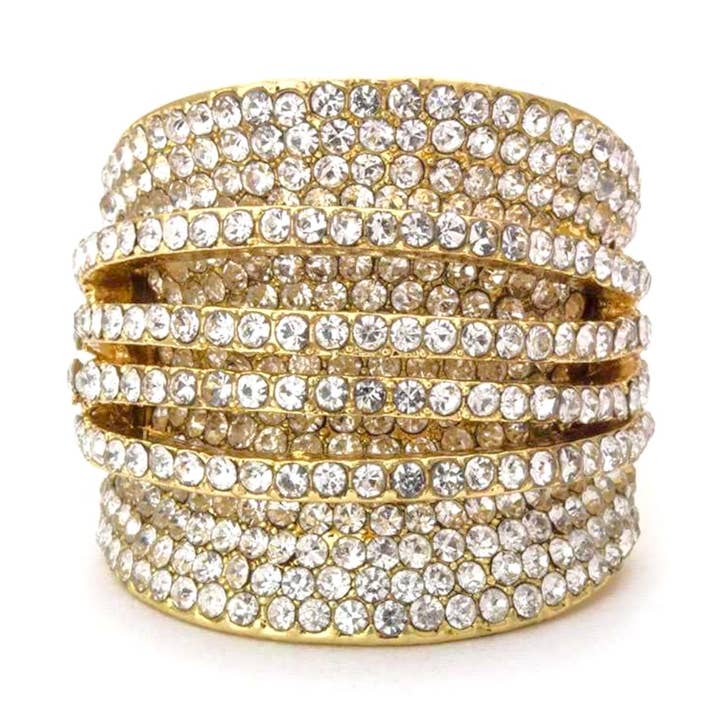 Layer Crystals Stretch Ring for wholesale by LA Jewelry Plaza