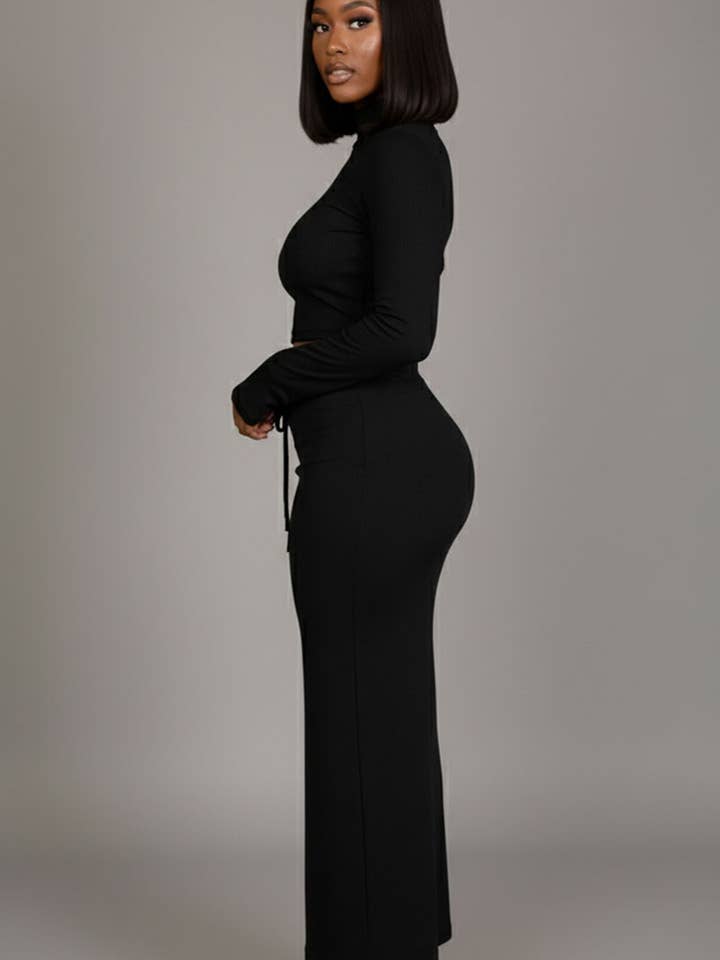 CAPELLA APPAREL - Vente Ensemble haut et jupe - Femme - Ensemble haut court à col montant et manches évasées & jupe longue1