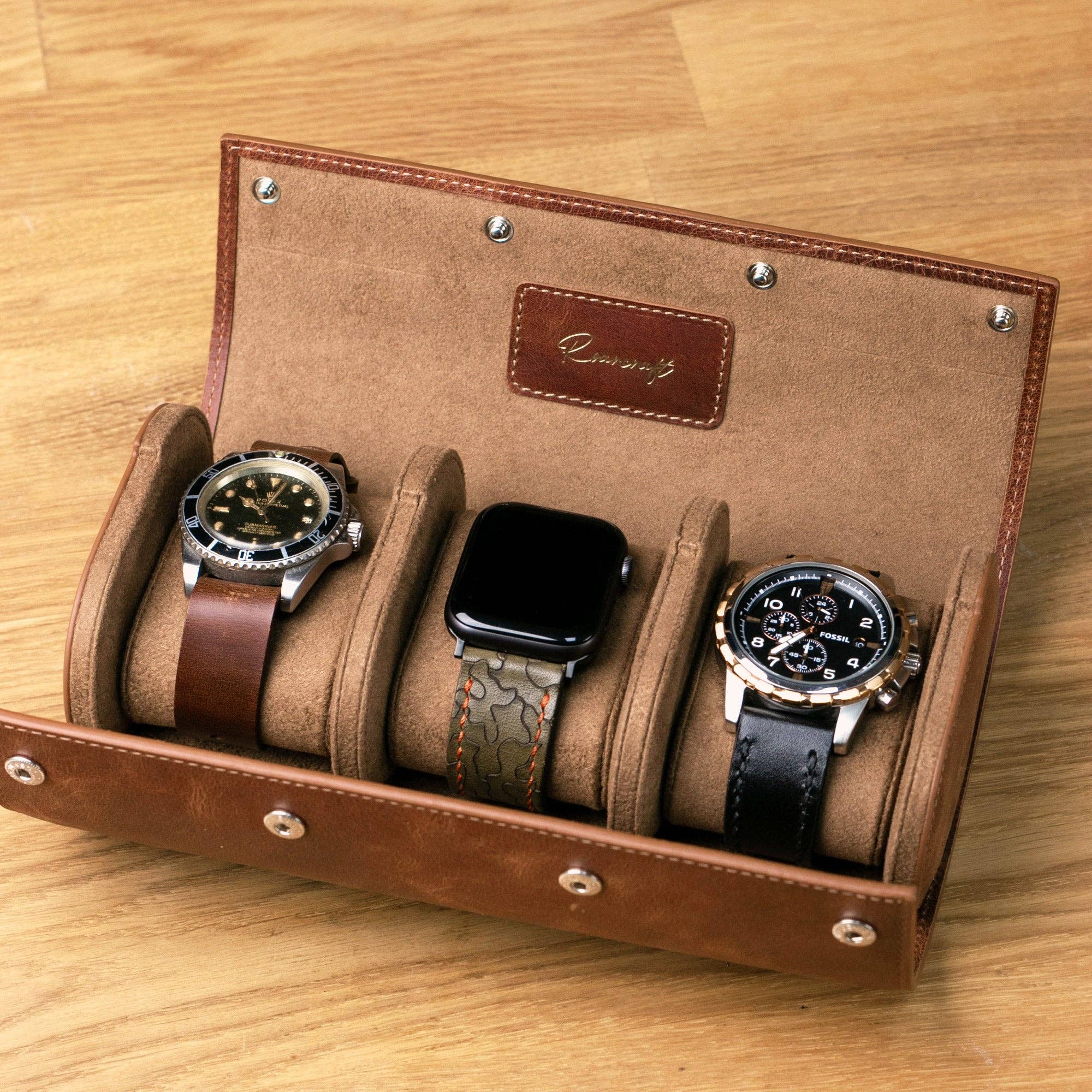Roarcraft - Wholesale Jewelry Box/Organizer - Leather Travel Watch Case - Triple Watch Roll1