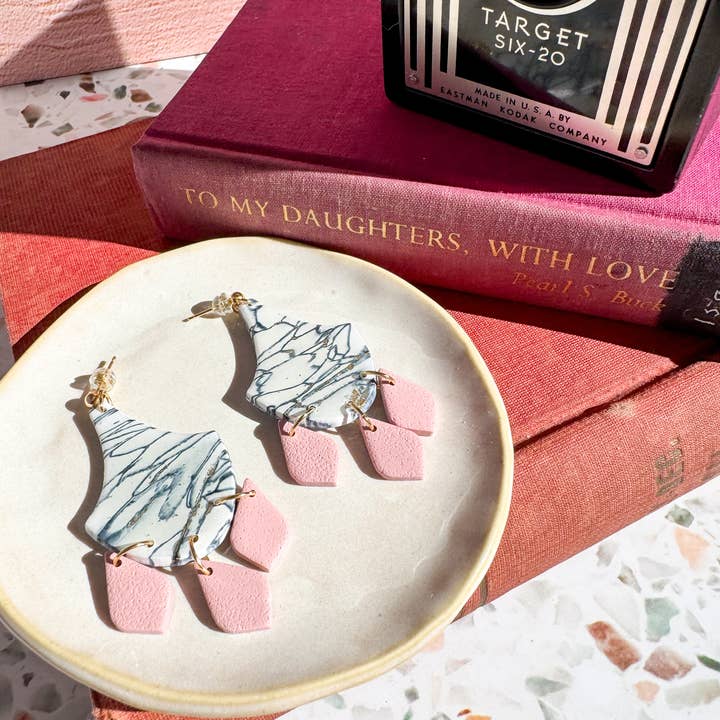 Anam Cara Clay Goods - Wholesale Dangle Earrings - Marbled Cherish Drop Earrings-Polymer Clay12