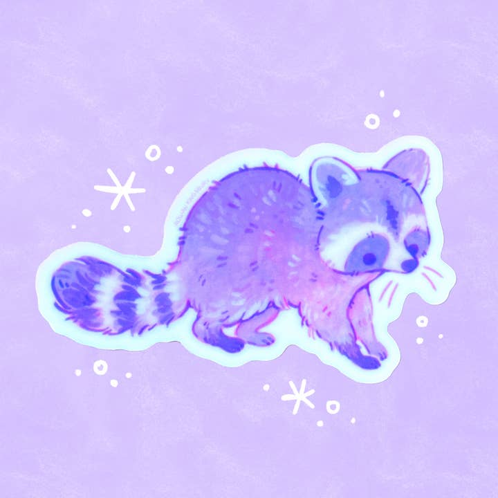 Raccoon Glow-in-the-Dark Sticker for wholesale by Rowan Kingsbury