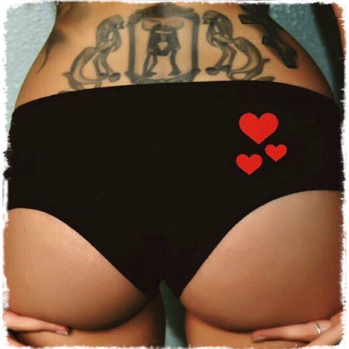 7117-BLACK RED | Queen Of Hearts* | Women's Booty Shorts for wholesale by Cartel Ink