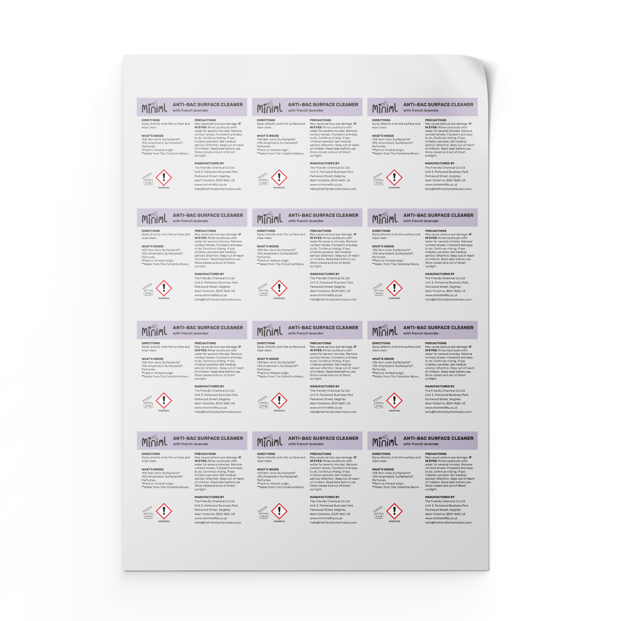 Miniml – wholesale Craft supplies – Miniml Safety Label Sheet - 12 x Labels (MIN217)1