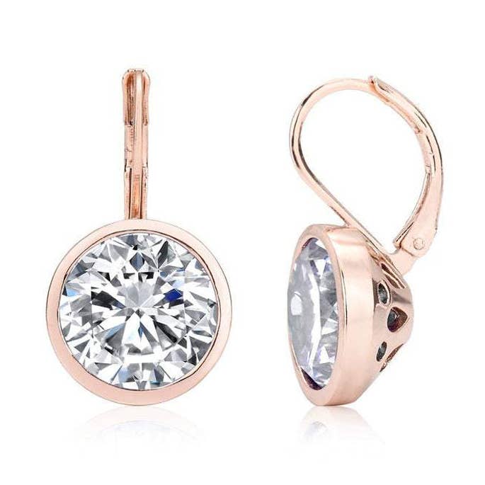 Bonita Bella Runde Weiße Zirkonia CZ Roségold Tropfen-/Hängeohrringe Hochzeitsgeschenk-Braut Schmuck für den Großhandel von TiaraBleu