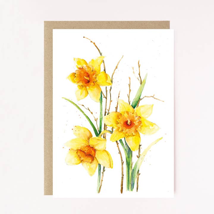 Everyday Card, Daffodil Floral Illustration, Blank Inside for wholesale by Felicity Designs