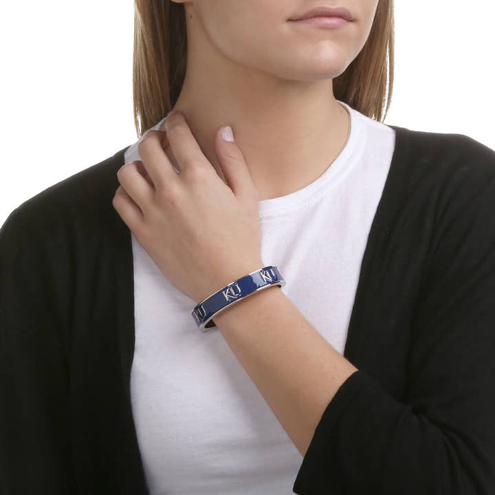 Kansas Logo Bangle Silver Plated for wholesale by Emerson Street Clothing Co Collegiate Shop