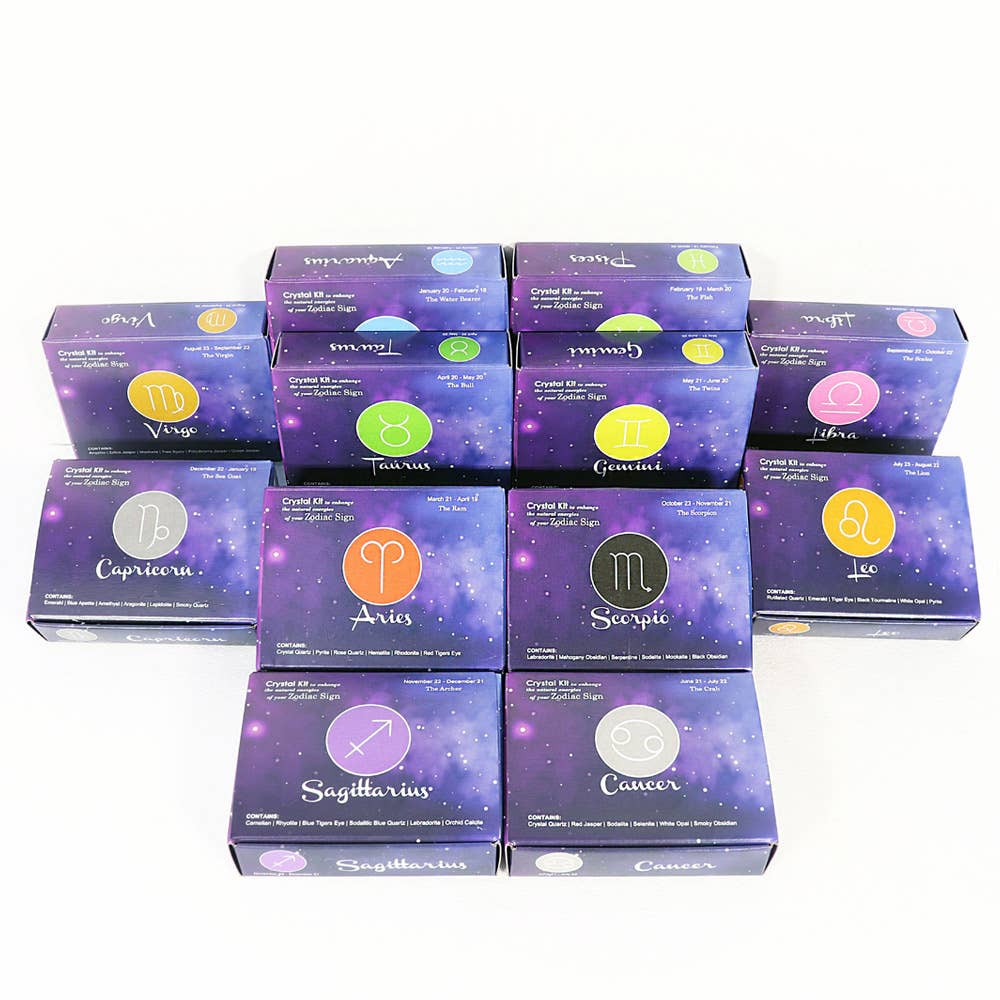 Natures Artifacts Inc – wholesale Spiritual stone/crystal – 12 Zodiac Crystal Kit, Horoscope Set4