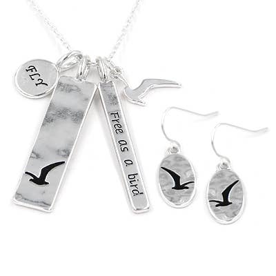 FR5988 SET DI COLLANA CON CIONDOLO A FORMA DI UCCELLO IN OMAGGIO AS A BIRD_FLY_SEAGULL per la vendita all'ingrosso da parte di 0011 PREMIERE