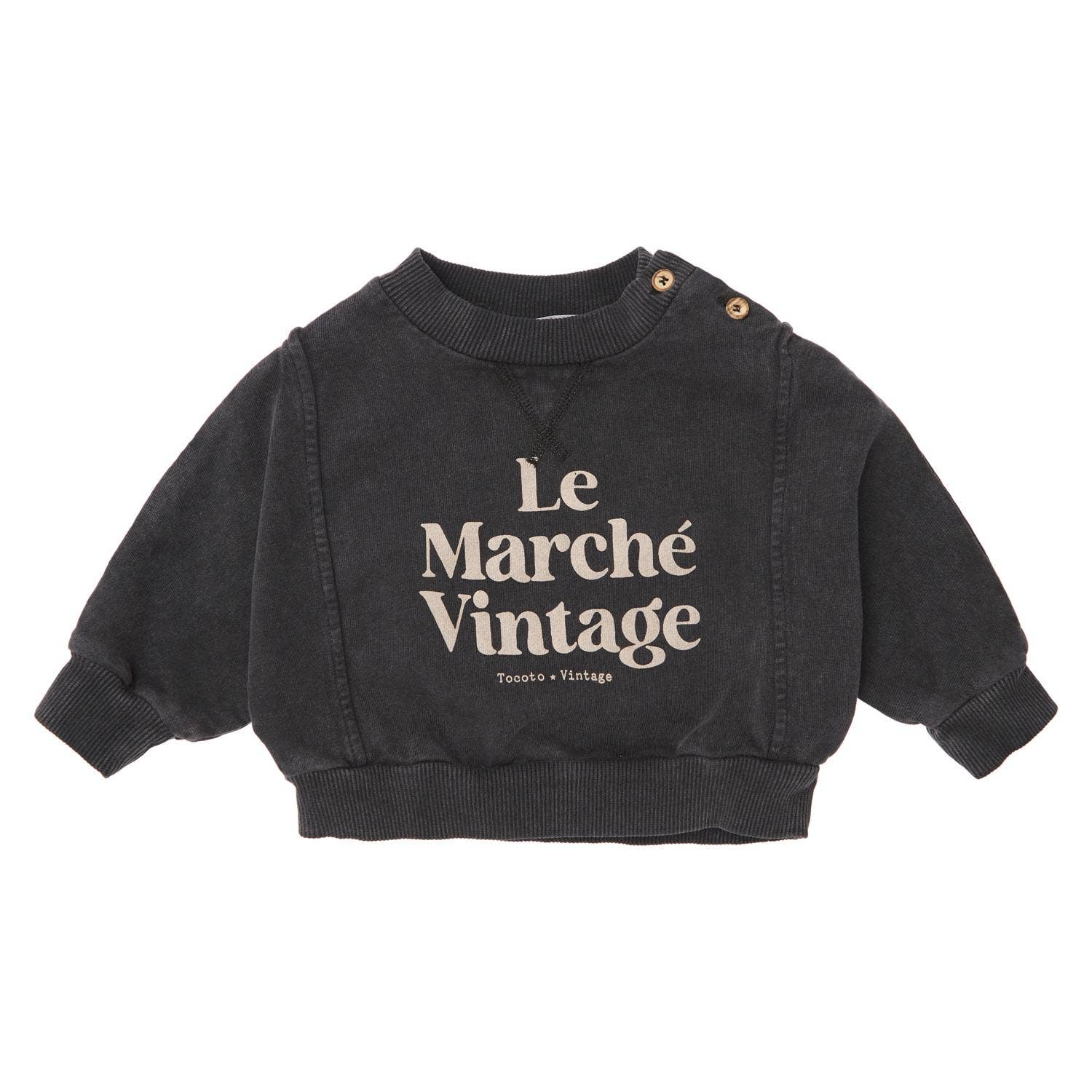 Dark Grey Sweatshirt "Le Marche Vintage" Baby W53923-B for wholesale on Faire0