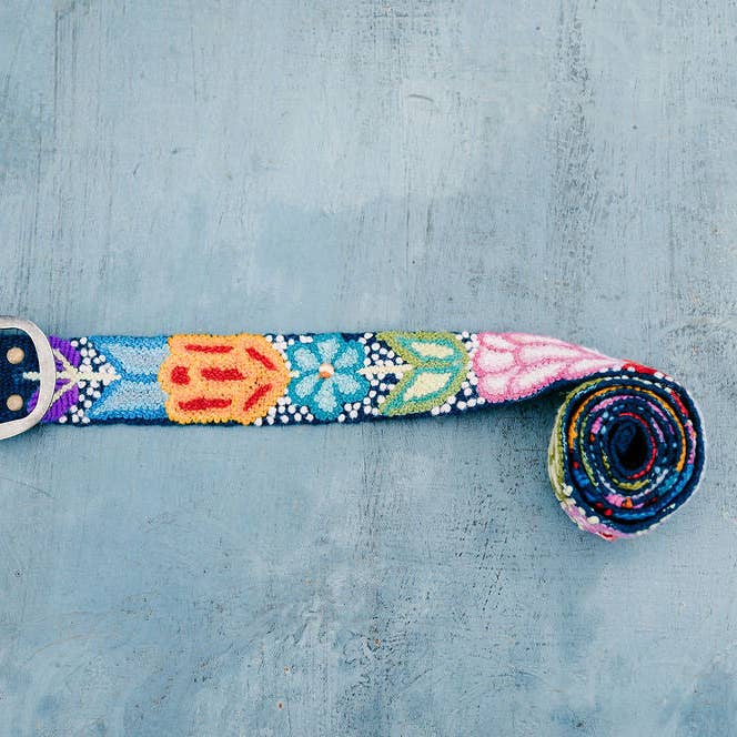 Madeline Parks® - Venta al por mayor Cinturón - Mujer - Cinturón bordado a mano con estampado floral azul marino1