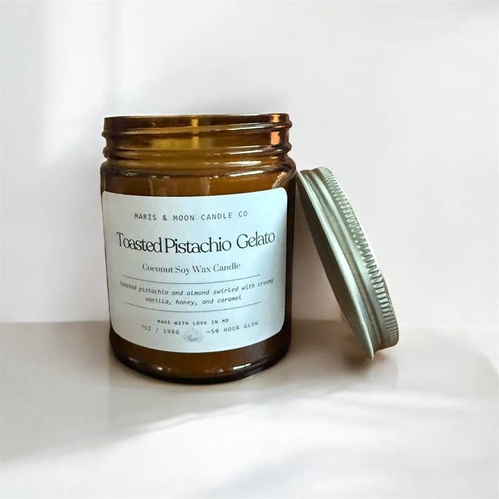 Toasted Pistachio Gelato candle Amber glass Fall and other Purchase Wholesale gelato soft. Free Returns & Net 60 Terms on Faire trending on Faire.