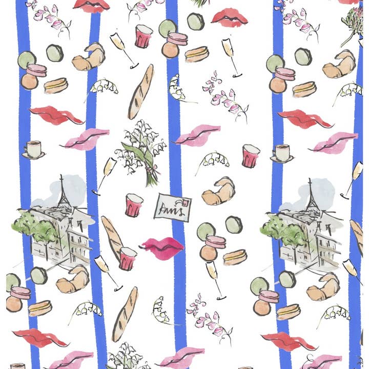 Edinburgh Letters – wholesale Flat wrap – Paris Kisses - Gift Wrap Sheet7